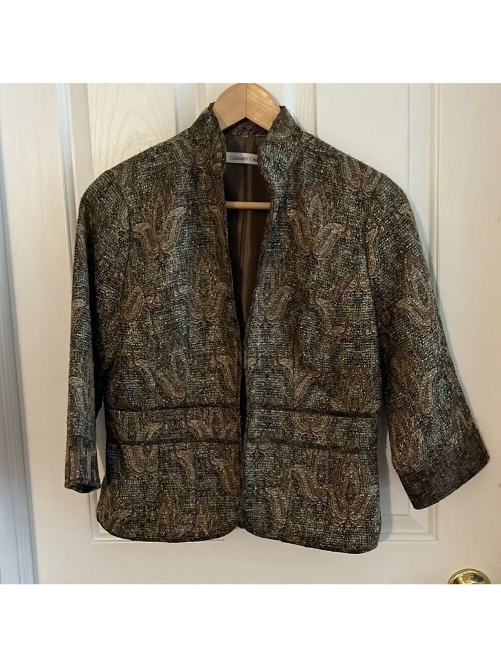 Coldwater creek lined tweed jacket. stand-up collar, Size 4P